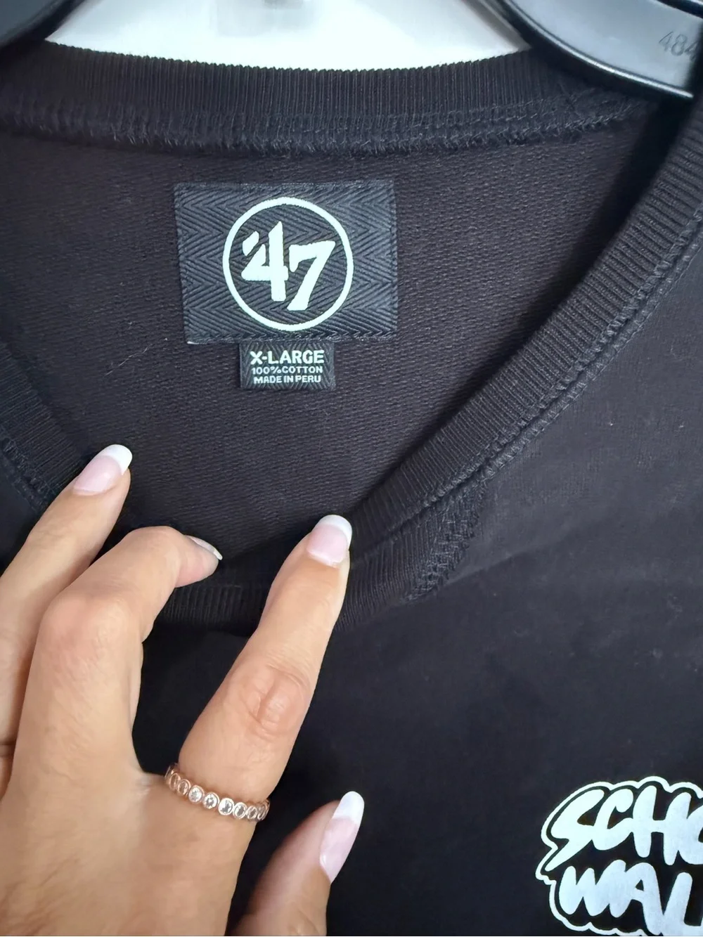 47 Black Crewneck with White 
